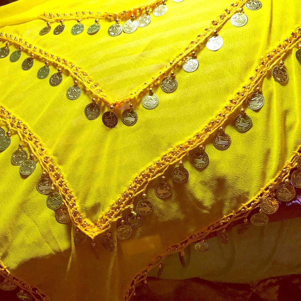 Yellow gypsy belly dancing hip skirt NWOT